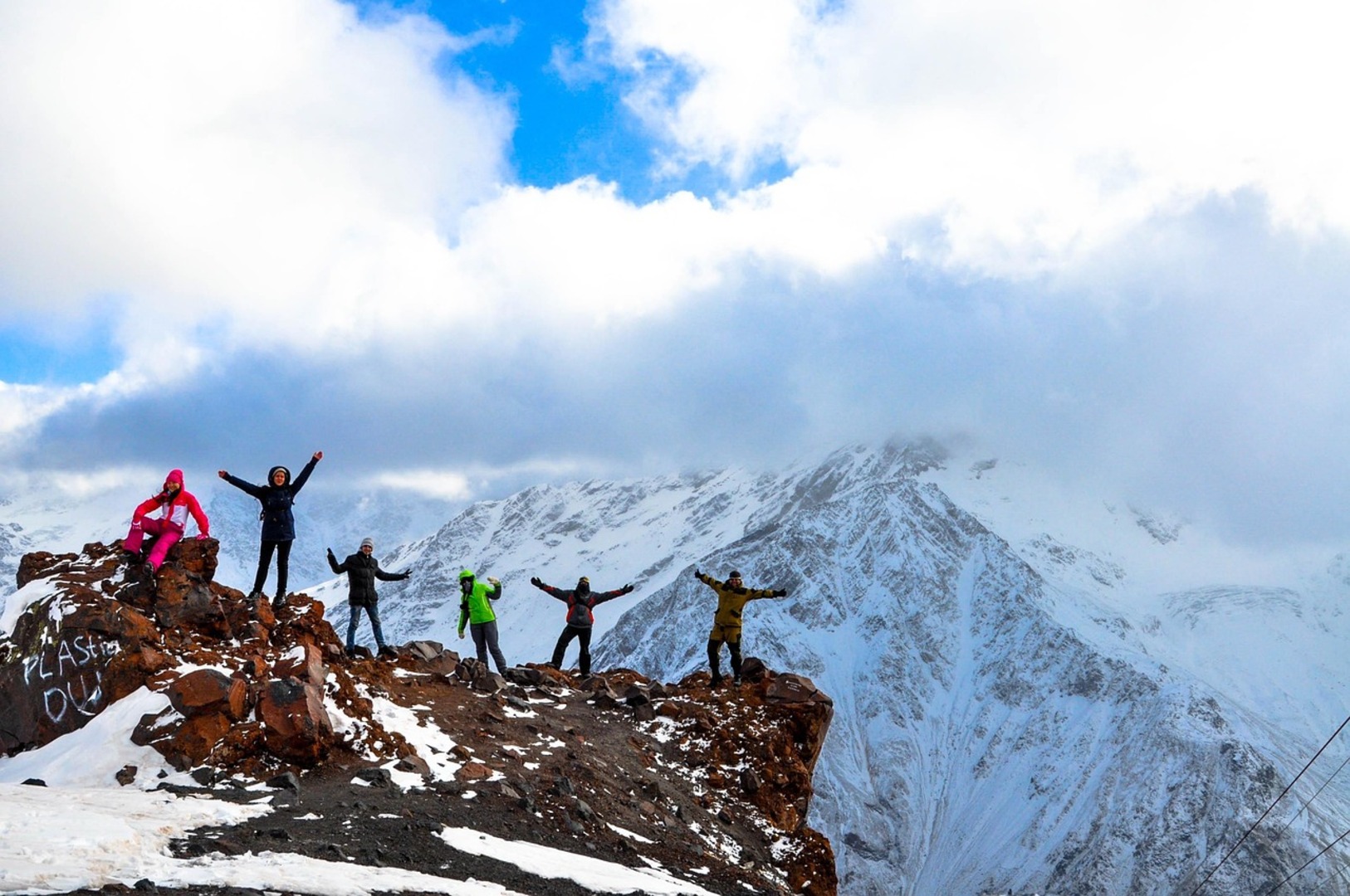 Climbers on Mount Elbrus Path