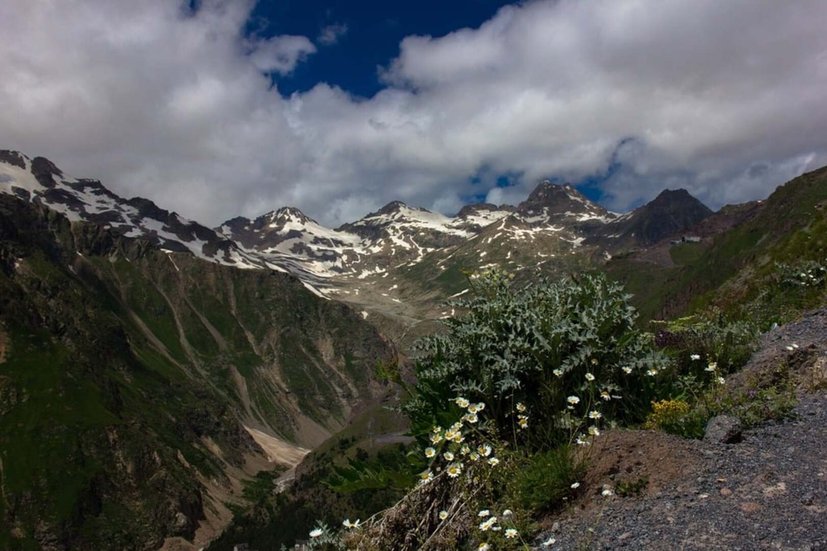 Hiking in the Caucasus Mountains near Mount Elbrus